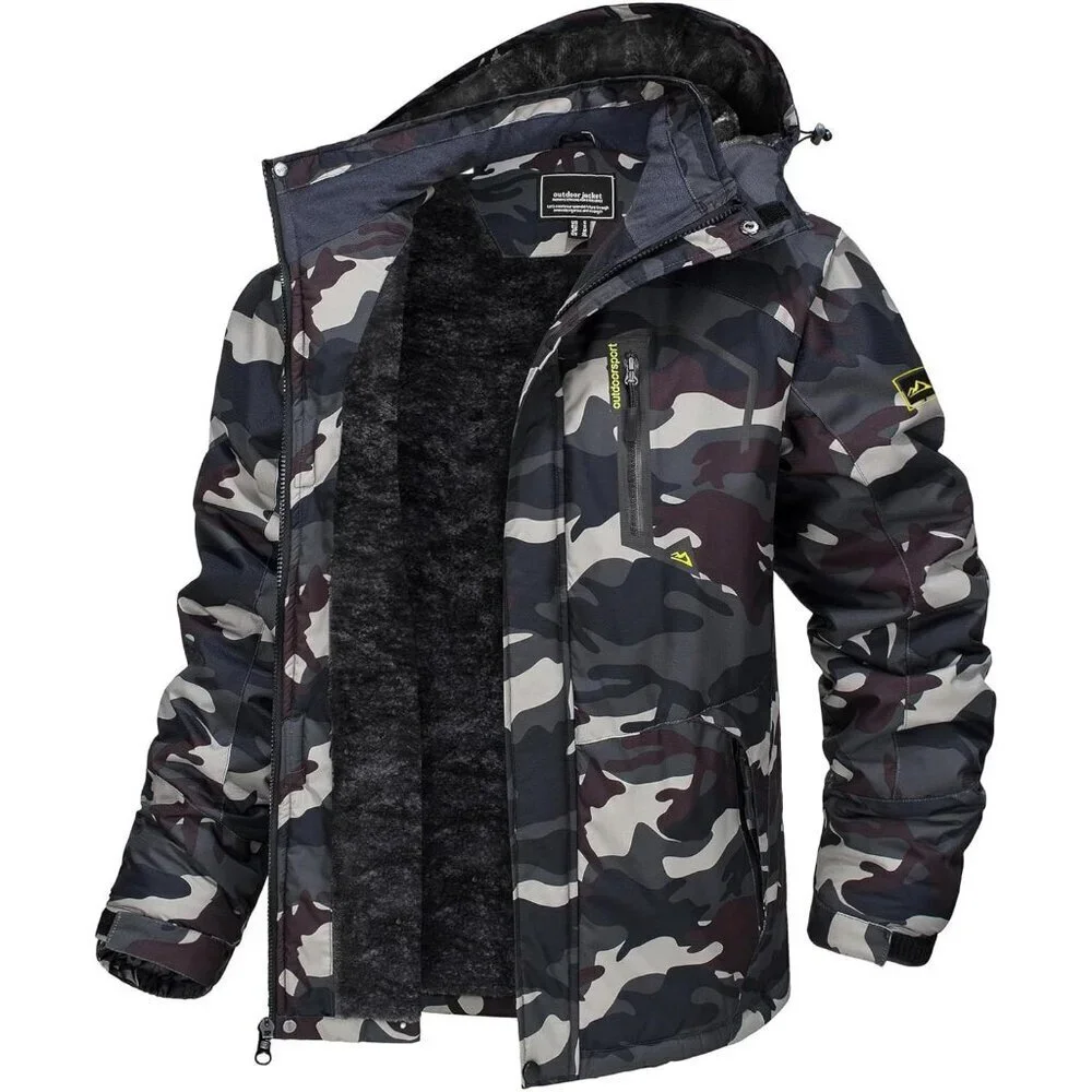 Men's #215 C Army Green Winter Ski Jacket Water Resistant Fleece Hooded Parka